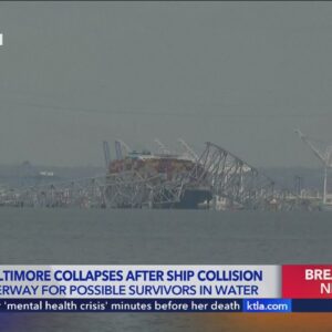 Baltimore bridge collapses after powerless cargo ship rams into support column; 6 people are missing