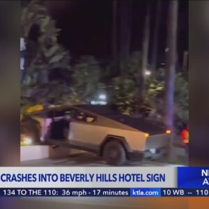 Tesla Cybertruck crashes into hotel sign in Beverly Hills