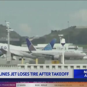 United Airlines jet loses tire during takeoff