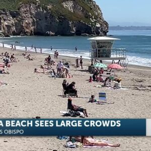 Avila beach sees large crowds on first warm day of year
