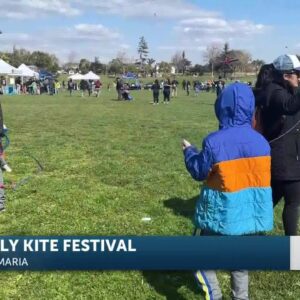 People gathered in Santa Maria for the Free Family Kite Festival
