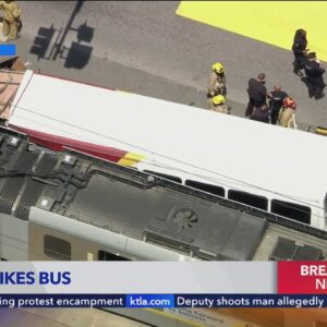 Several hurt after Metro train collides with bus in Los Angeles 
