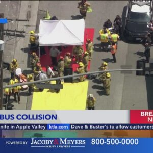 Several hurt after USC bus collides with Metro train in Los Angeles 