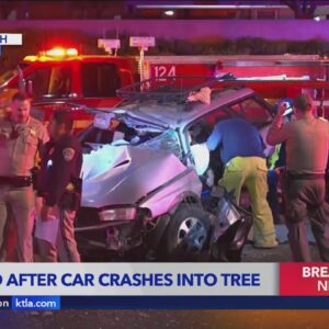 Solo car crash into a tree kills one in Stevenson Ranch