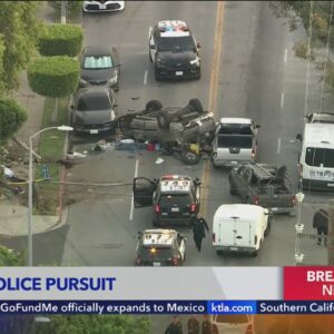 Vehicle overturns at end of wild pursuit in Los Angeles