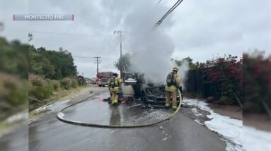 Montecito fire crews help from car fire at Coyote Road and Mountain Drive Saturday morning