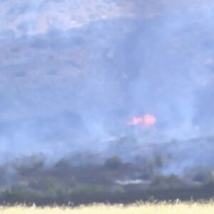 Fire teams on the scene of near 1400-acre grass fire southeast of Cuyama Tuesday