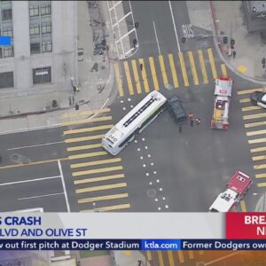 Bus collides with SUV in downtown Los Angeles