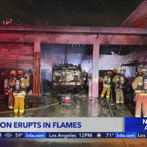 Crews extinguish overnight fire at Los Angeles County fire station 