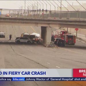Fiery single-car crash leaves 2 dead in South Los Angeles 