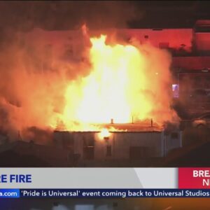 Large fire burns South Los Angeles home