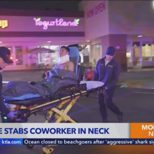 Man stabbed in neck during fight with coworker in Fullerton