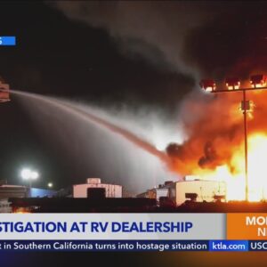 Massive fire burns multiple RVs at Los Angeles Co. dealership