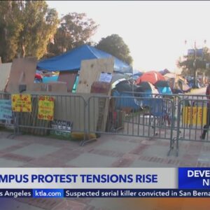 Tensions rise at campus protest