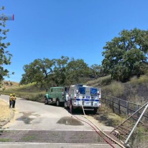Fire crews respond to a vegetation fire at Figueroa Mountain Rd. and 3200 block of Acampo ...