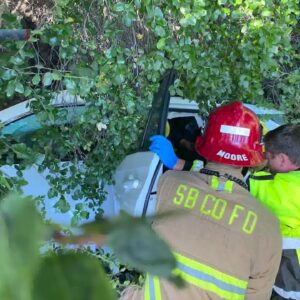 First responders on hand for single vehicle crash off roadway of Highway 154 Monday afternoon