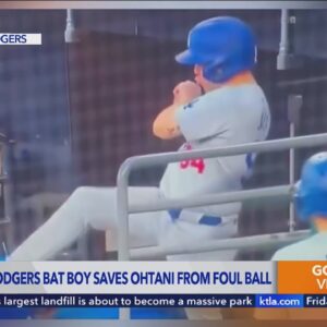 Dodgers bat boy saves Ohtani from foul ball