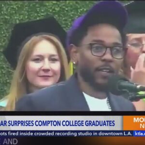 Rapper Kendrick Lamar makes surprise appearance at Compton College to speak to grads