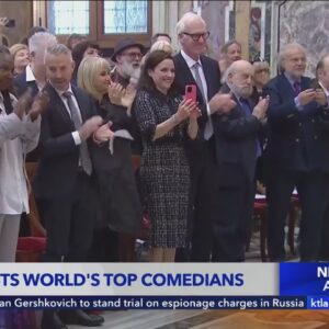Pope Francis meets more than 100 celebrity comedians at the Vatican
