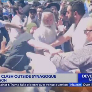 Protesters clash outside synagogue in L.A.