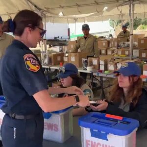 Base camp crews work to assist Lake Fire fight