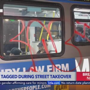 Metro bus attacked with fireworks, tagged during DTLA street takeover