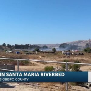 Fire crews on the scene of five-acre fire inside the Santa Maria Riverbed Thursday