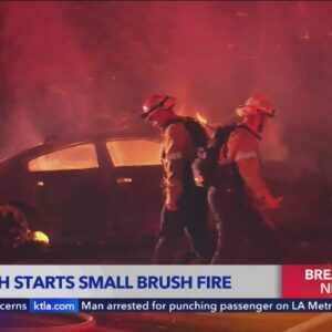 Driver outstanding after crash starts small brush fire on mountain road