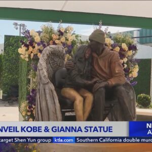 Lakers unveil 2nd Kobe Bryant statue, this one featuring Gianna
