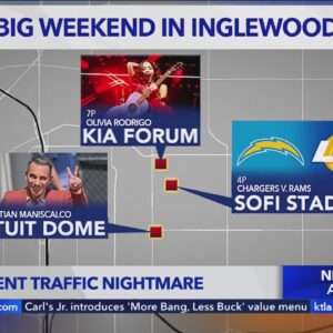 Major traffic jams in Inglewood for triple-event weekend