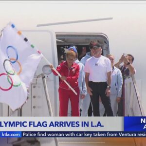 Olympic Flag arrives in Los Angeles