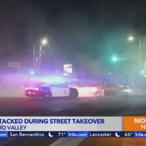 Police car attacked, window smashed at Los Angeles street takeover