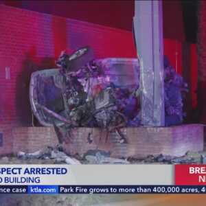 Pursuit suspect arrested after crashing into building