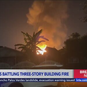 Crews extinguish massive early morning fire at construction site in historic L.A. neighborhood 