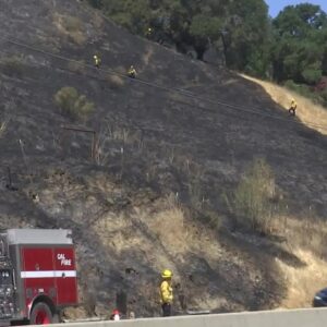 Fire crews on the scene of 13-acre vegetation fire along Highway 101 northeast of San Luis ...