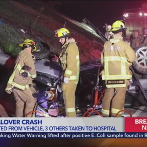 Motorist dead after being ejected from car during crash on L.A. freeway; 3 others seriously hurt 