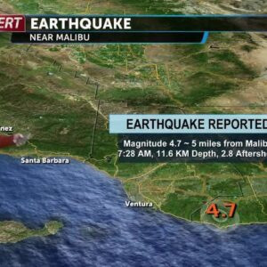 4.7 Magnitude Earthquake strikes near Malibu, rattles parts of Ventura County