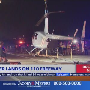 Helicopter lands on 110 Freeway in South L.A.