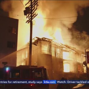 Fire engulfs apartment building in L.A.'s Chinatown; 1 critically injured