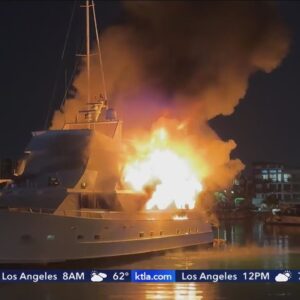 Multi-million dollar yacht loaded with fireworks, ammo engulfed in flames