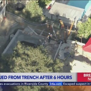 Worker freed from deep trench after six-hour rescue effort in Los Feliz