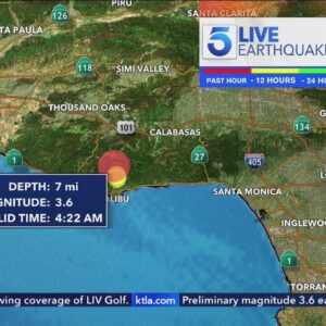 Preliminary magnitude 3.6 earthquake rattles Malibu