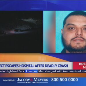 Pursuit suspect escapes hospital after deadly crash