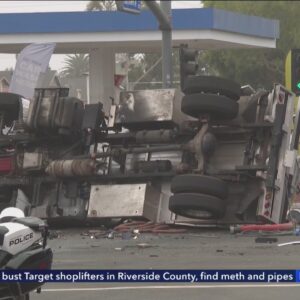 Sewage truck overturns, killing driver in Costa Mesa