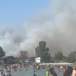 Citizen.com footage of Irwindale brush fire smoke over Santa Fe Dam area