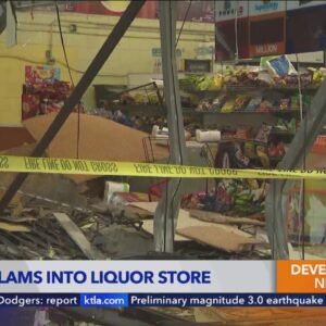 Woman loses control of SUV, careens into East Hollywood liquor store