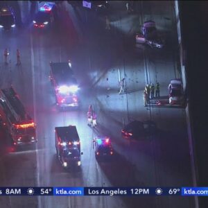 1 dead, 1 in critical condition after suspected wrong-way crash on Highway 405 in Carson