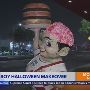 Decapitated Bob’s Big Boy statue in Downey gets Halloween makeover