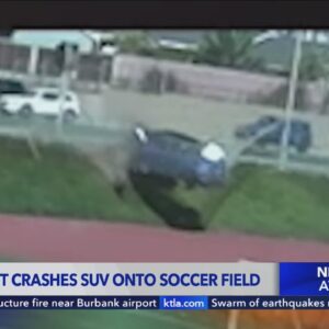 Car crashes onto Southern California high school track during youth soccer game