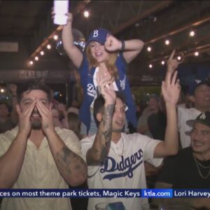 Fans cheer on Dodgers win against Padres in Game 4 of NLDS